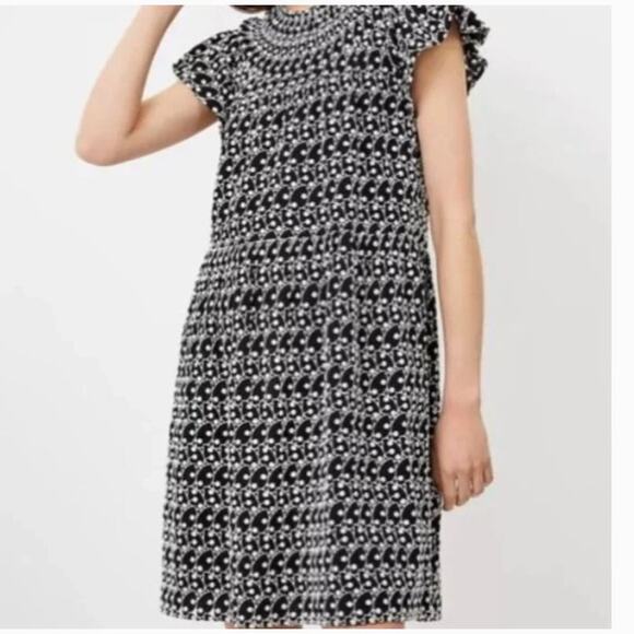 LOFT Dresses & Skirts - Ann Taylor Loft Eyelet Smocked Yoke Swing Dress, Size Small
